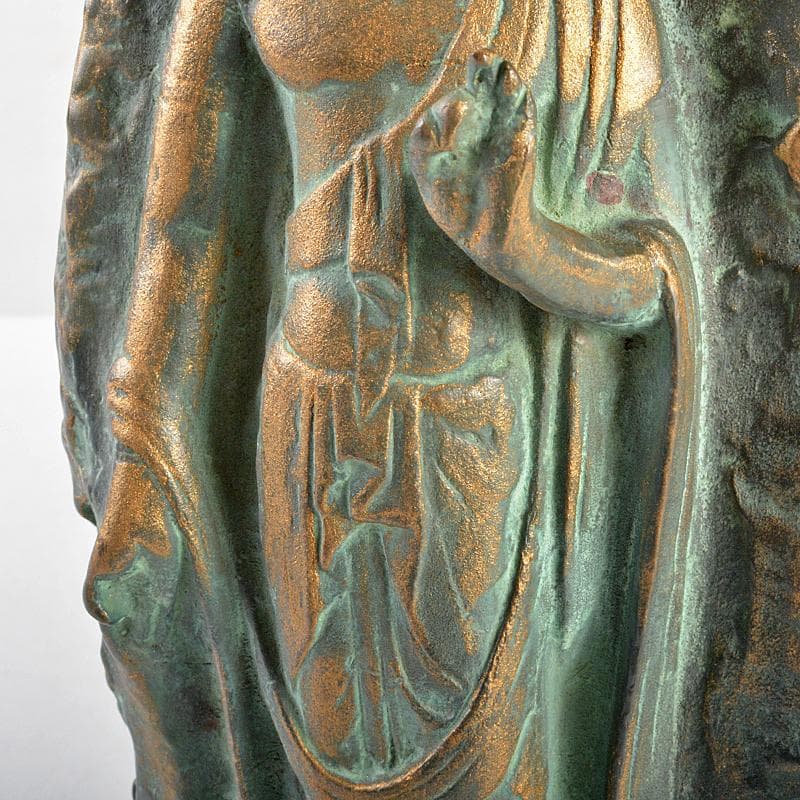 彫刻家　北村西望謹作　銅鍍金　聖観世音菩薩像　仏像　置物　共箱　M　R5699