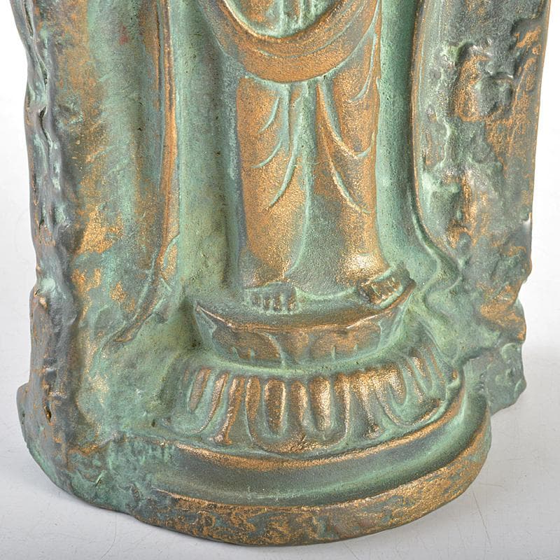 彫刻家　北村西望謹作　銅鍍金　聖観世音菩薩像　仏像　置物　共箱　M　R5699