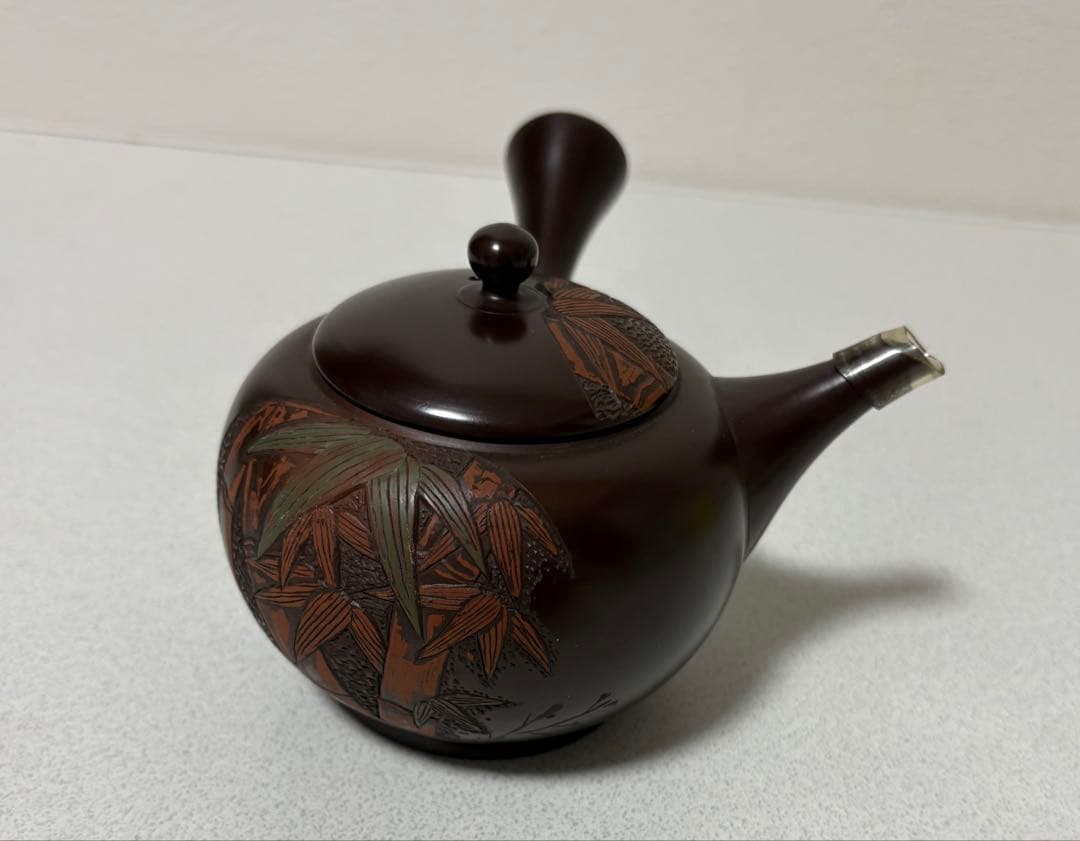 常滑名工 梅原宗弘 常滑焼 竹紋 横手 急須 茶注 煎茶道具 煎茶器