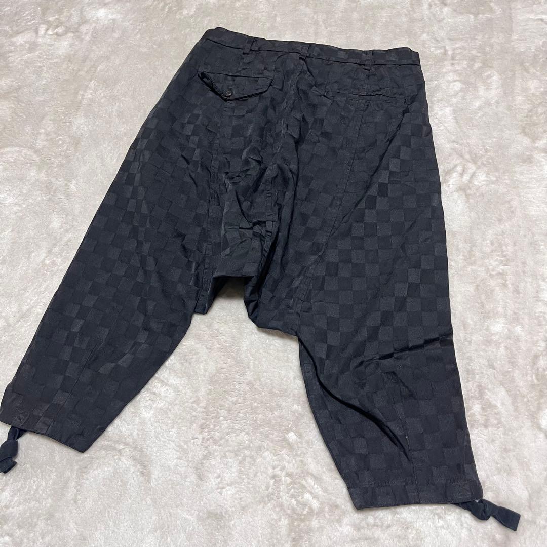 コムデギャルソン オムプリュス　ブロックチェック　ポリ縮絨　サルエル　ブラック