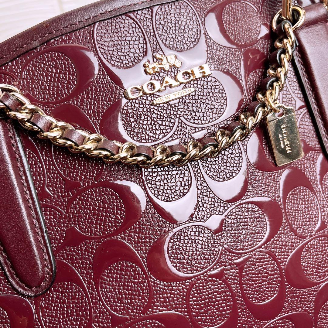 極美品☆COACHコーチ 2wayショルダーバッグ シグネチャー ボルドー