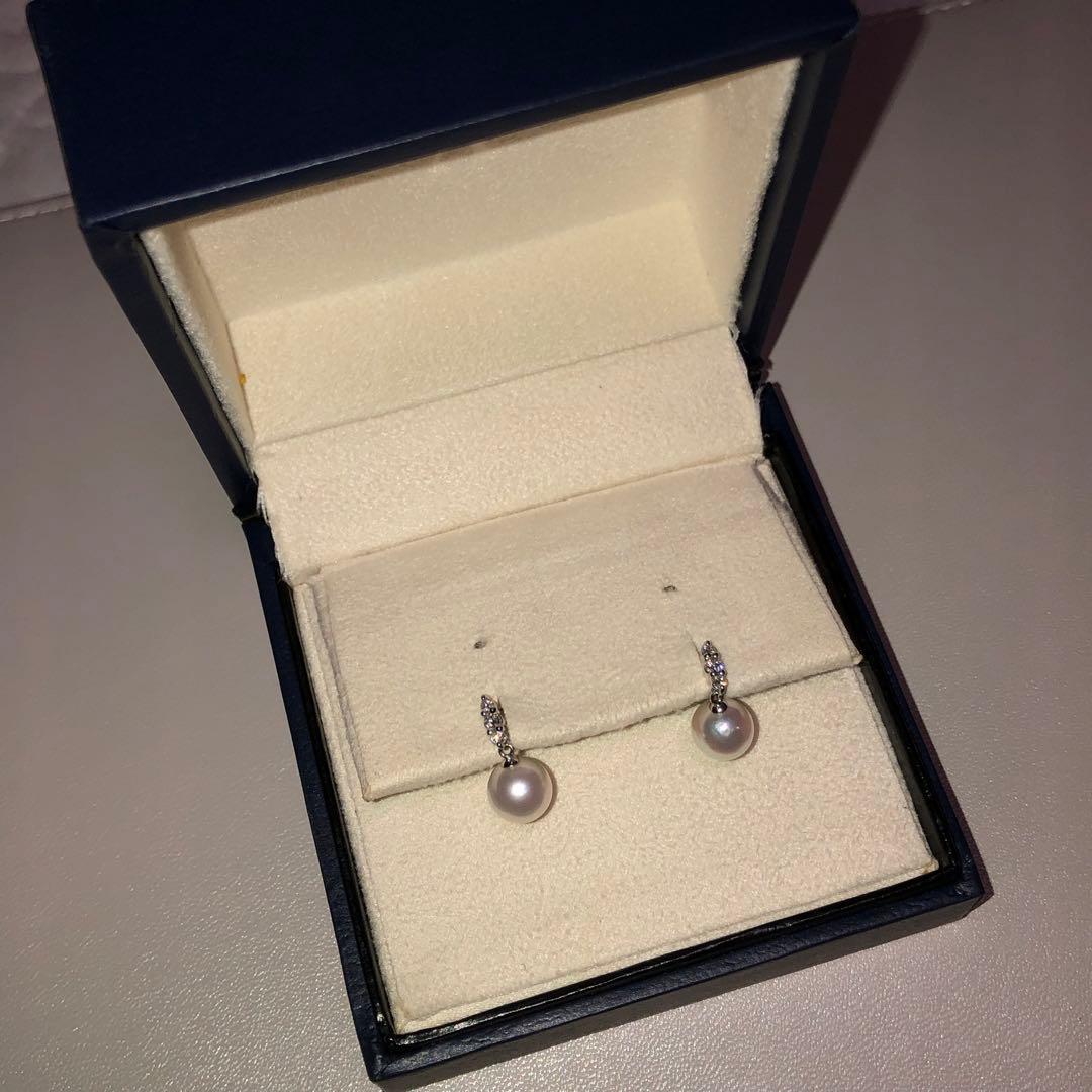 美品　ヴァンドーム青山　ダイヤモンド×あこやパール　ピアス　pt950