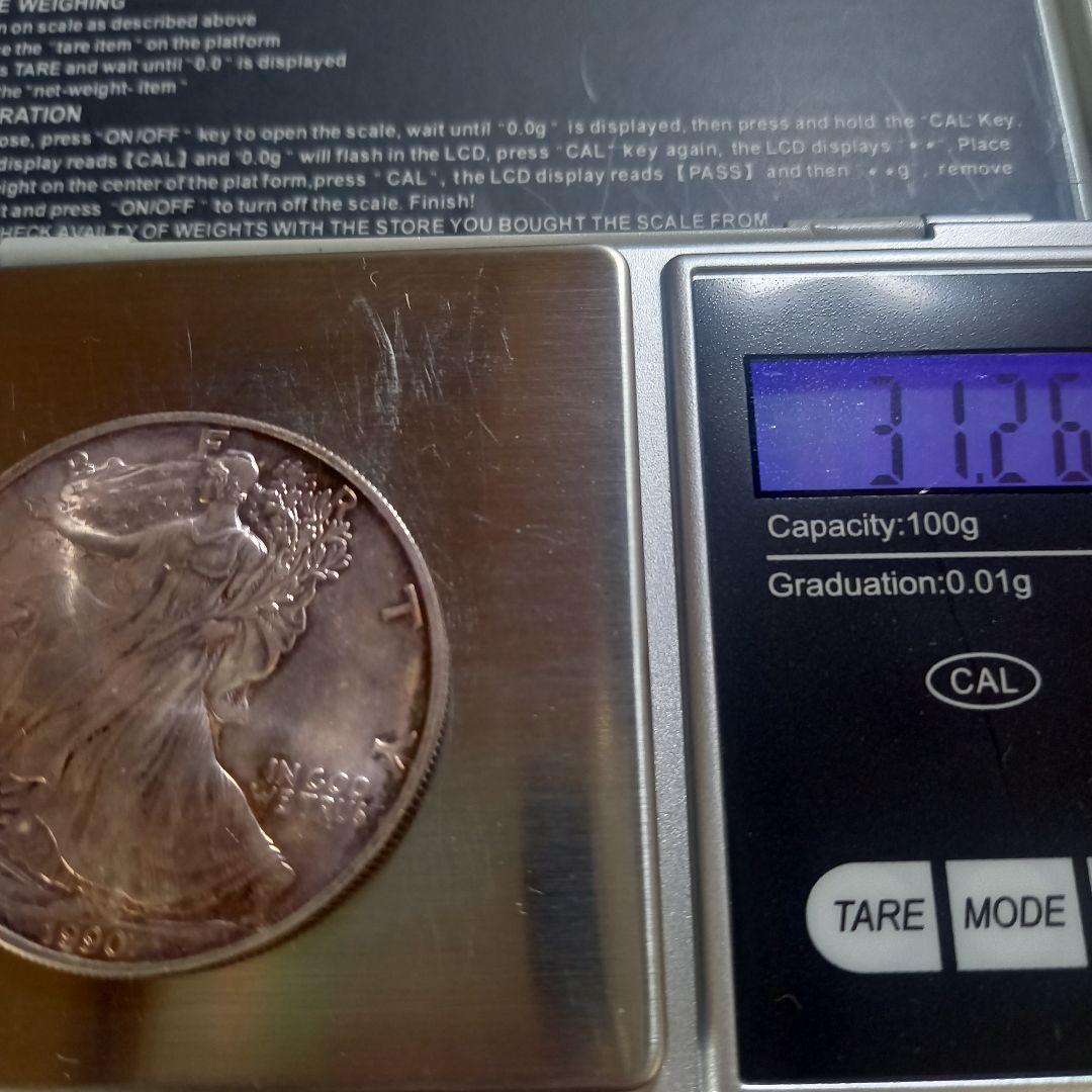 銀貨 ウォーキングリバティ 1トロイオンス 1ダラー 1990年