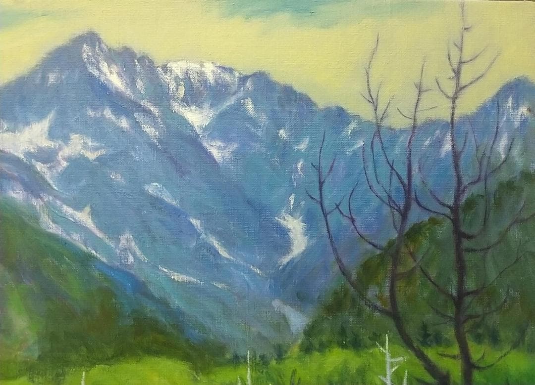 「上高地」1977 S52 F8 油絵 油彩画 絵画 アート 風景画