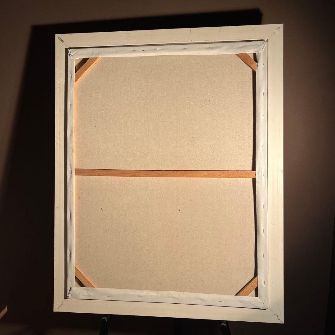 ★特大★ 手書き油絵 鯉の滝登り 肉筆絵画 額付き 油彩画 金運 開運