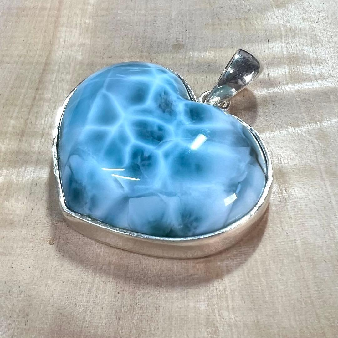 高品質　ラリマー　ハートペンダント　ネックレス　silver925 3-13
