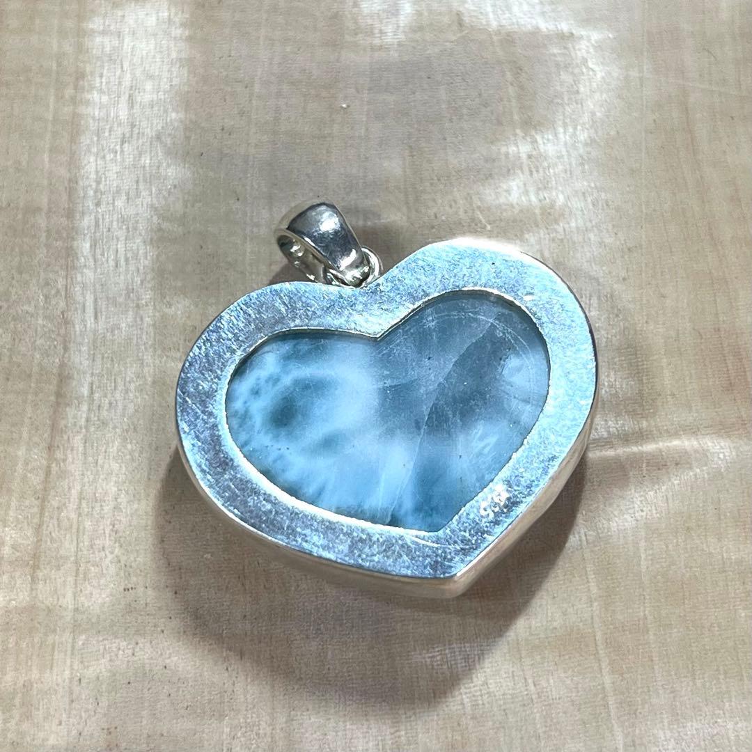高品質　ラリマー　ハートペンダント　ネックレス　silver925 3-13