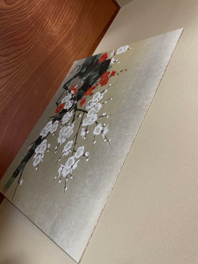 紅白梅 後藤志朗 板絵 日本画