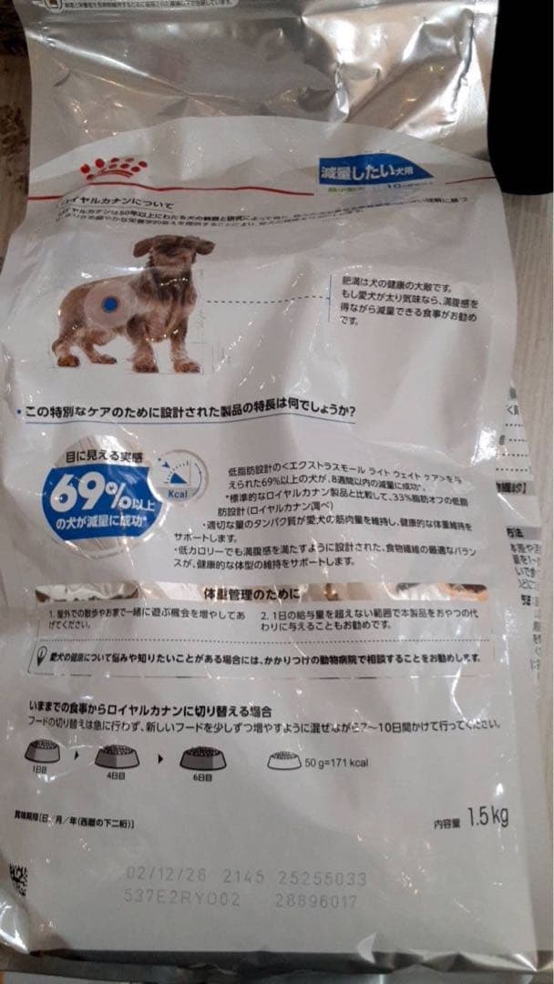 ロイヤルカナン エクストラスモール ライトウェイト犬1.5kg×5袋