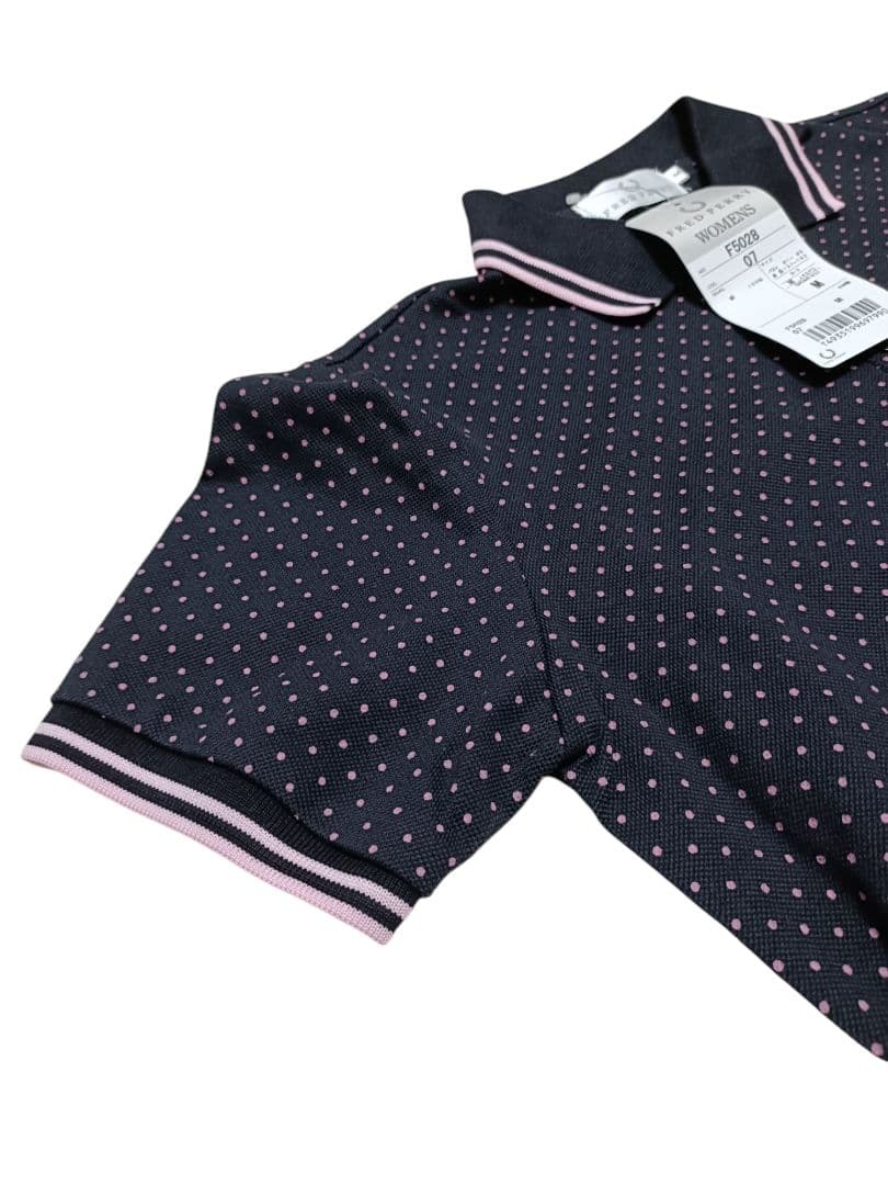 【新品未使用】フレッドペリー　 ポロワンピ　ドット柄　ネイビー ベルト　M