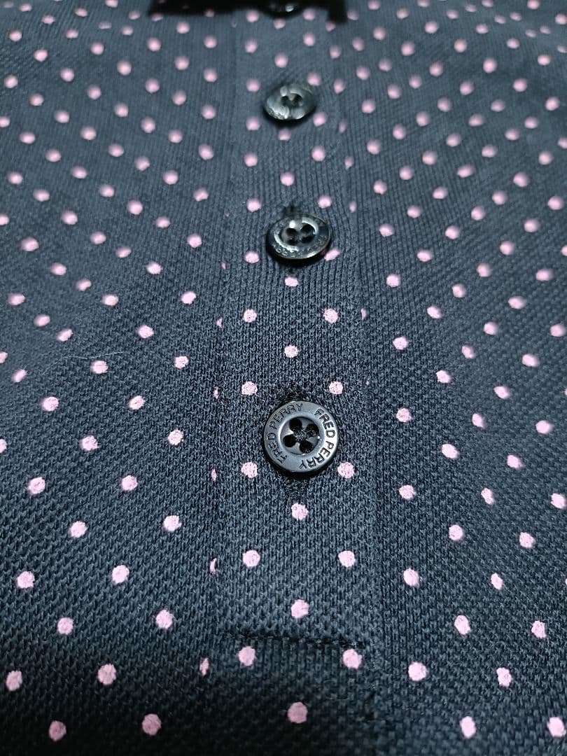 【新品未使用】フレッドペリー　 ポロワンピ　ドット柄　ネイビー ベルト　M