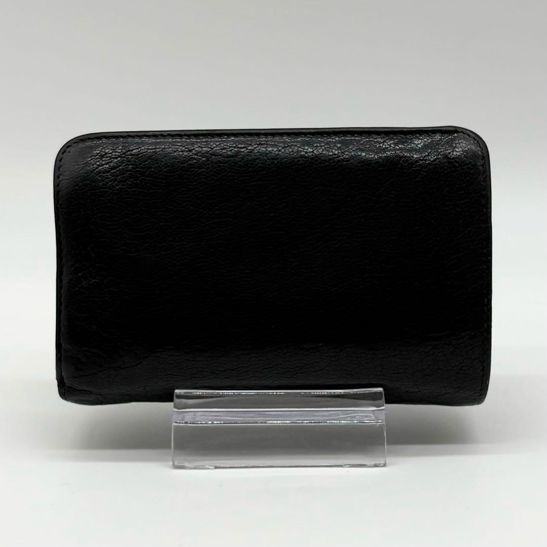 【極美品】MIUMIU レザー 二つ折り財布 ゴールド金具 シボ革 黒 ブラック