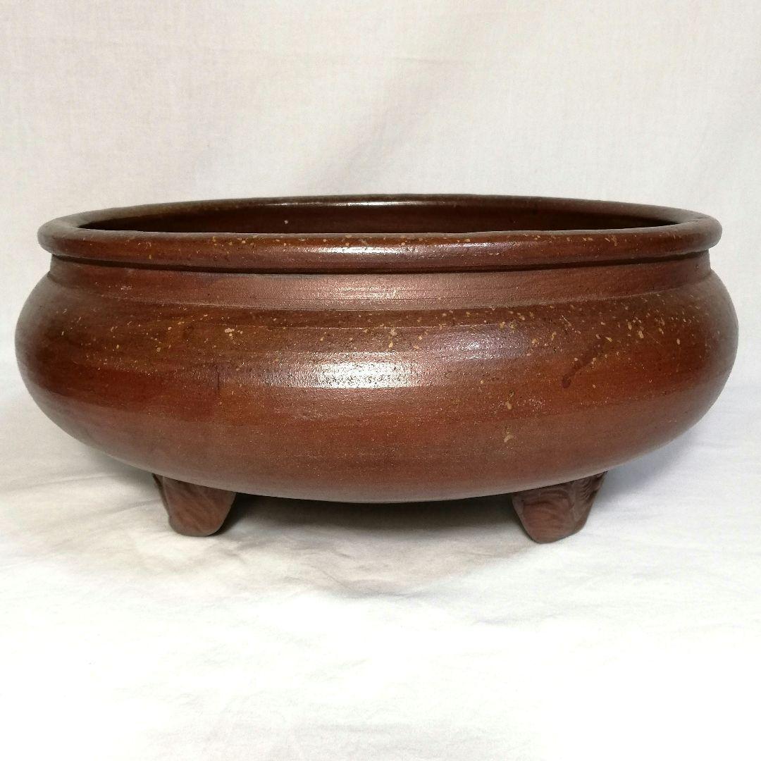 江戸末期 古備前 三足水盤 備前焼 火鉢 メダカ鉢 金魚鉢 花器 工芸品 骨董品