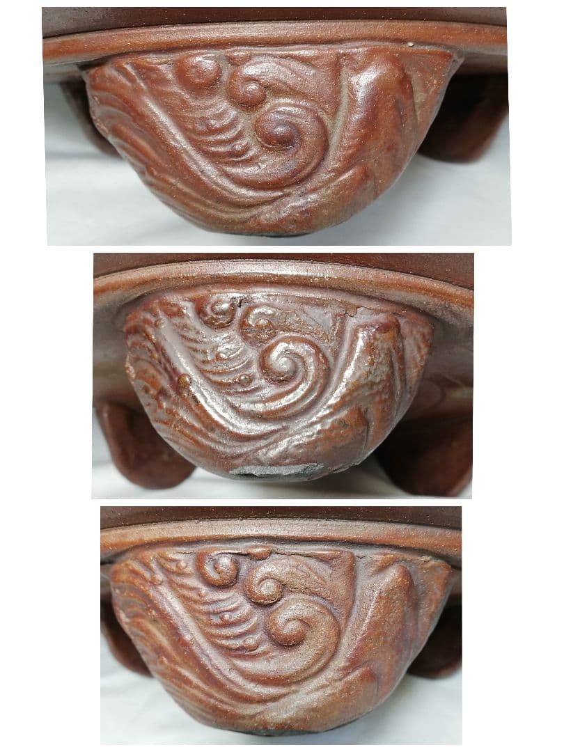 江戸末期 古備前 三足水盤 備前焼 火鉢 メダカ鉢 金魚鉢 花器 工芸品 骨董品