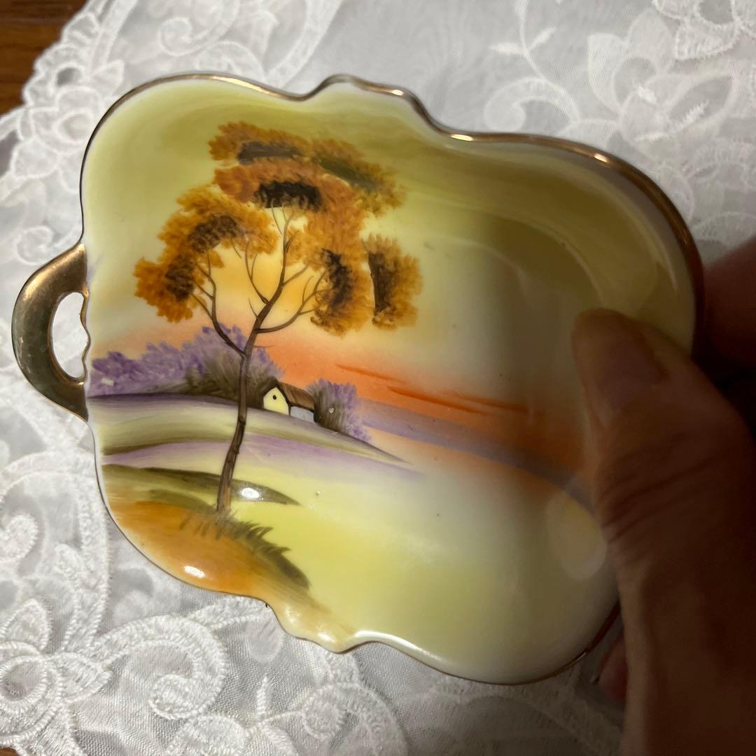 期間限定最終処分特価　オールドノリタケ　湖畔　持ち手付きトレイ　マルキ印