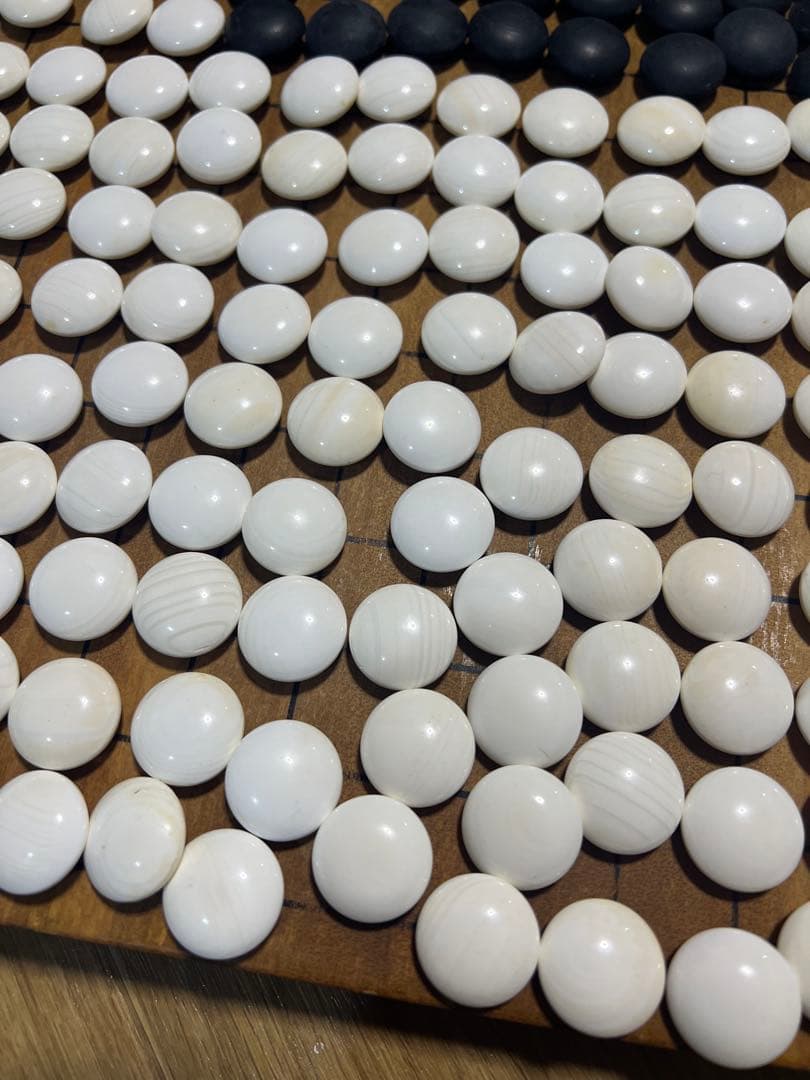 日向特製【美品】蛤碁石 35号 本那智黒 本蛤碁石 白186個 黒182個