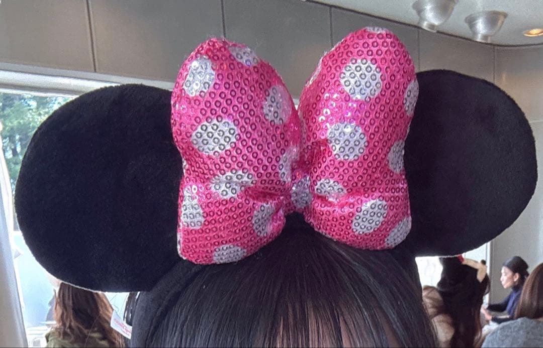 2個 ミニーマウス カチューシャ リボン パルパルーザ スパンコール ピンク