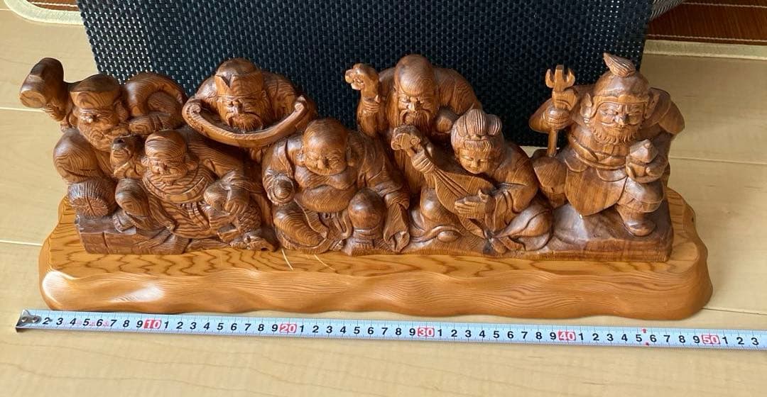 木製 七福神 彫刻 約50cm