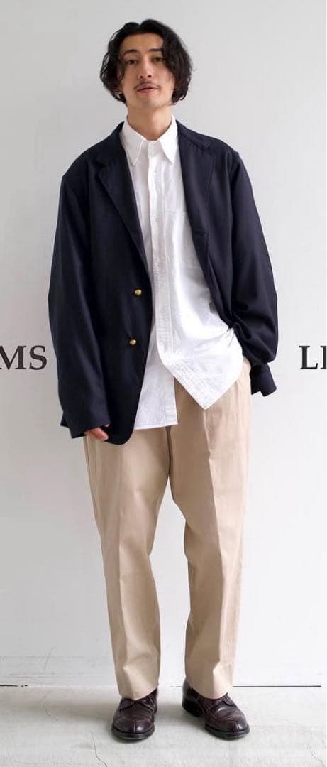 Beams 別注 Comoli 2タック ワイドテーパード チノパン パンツ