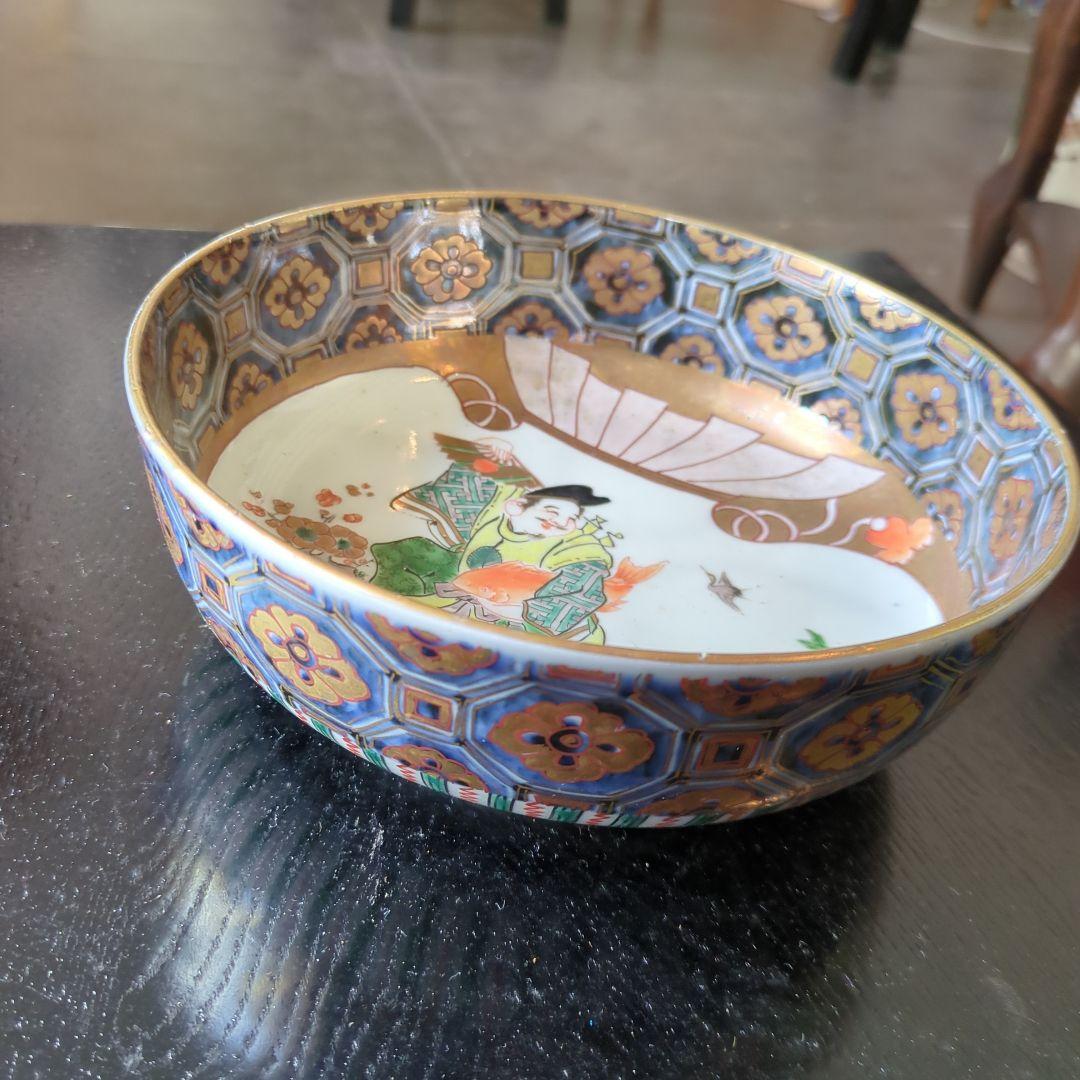 骨董　古伊万里　恵比寿様　染錦　鉢　③　金彩　器　アンティーク