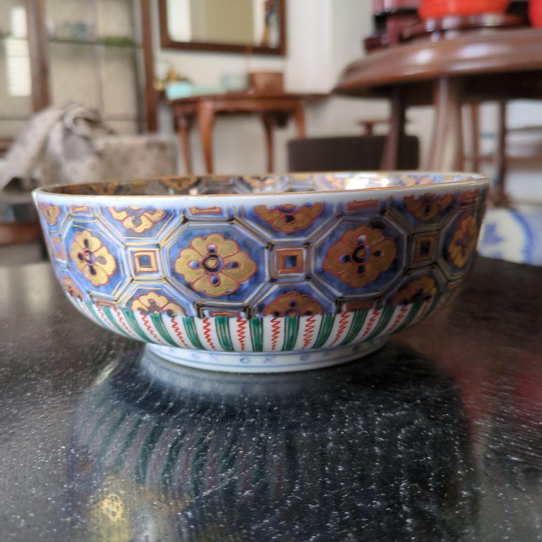 骨董　古伊万里　恵比寿様　染錦　鉢　③　金彩　器　アンティーク