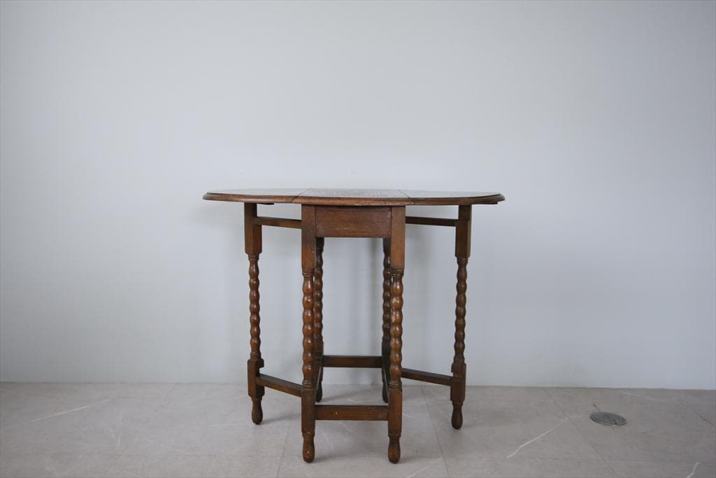 英国アンティーク木製ゲートレッグテーブル/ダイニング机バタフライ(92-71)