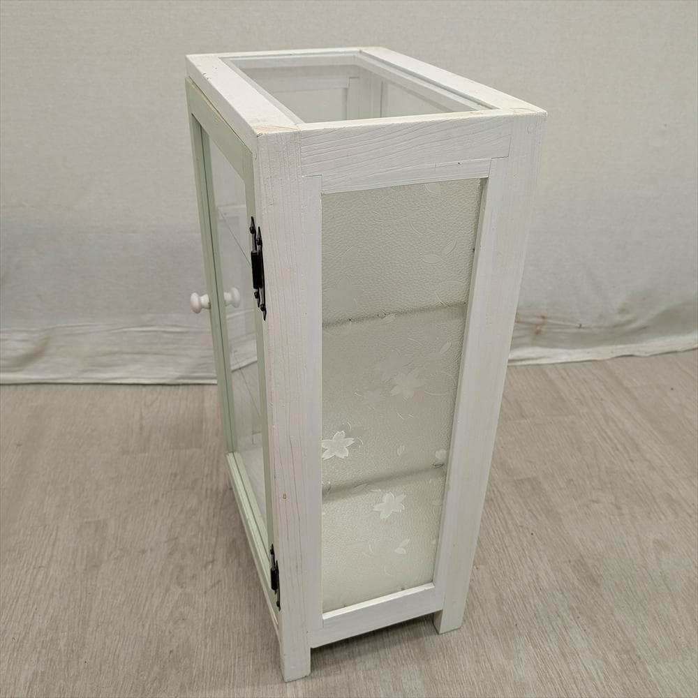 展示品　レトロガラス　シャビー　ハンドメイド　キャビネット　飾り棚　フレンチ　D