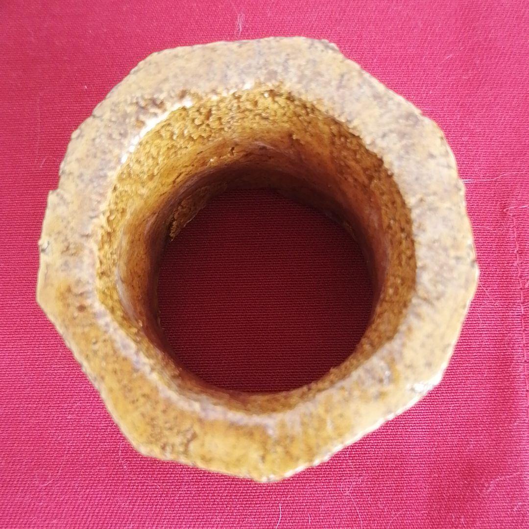 蓋置き　開発文明造　桐箱入り　アメ面取蓋置き　茶道具