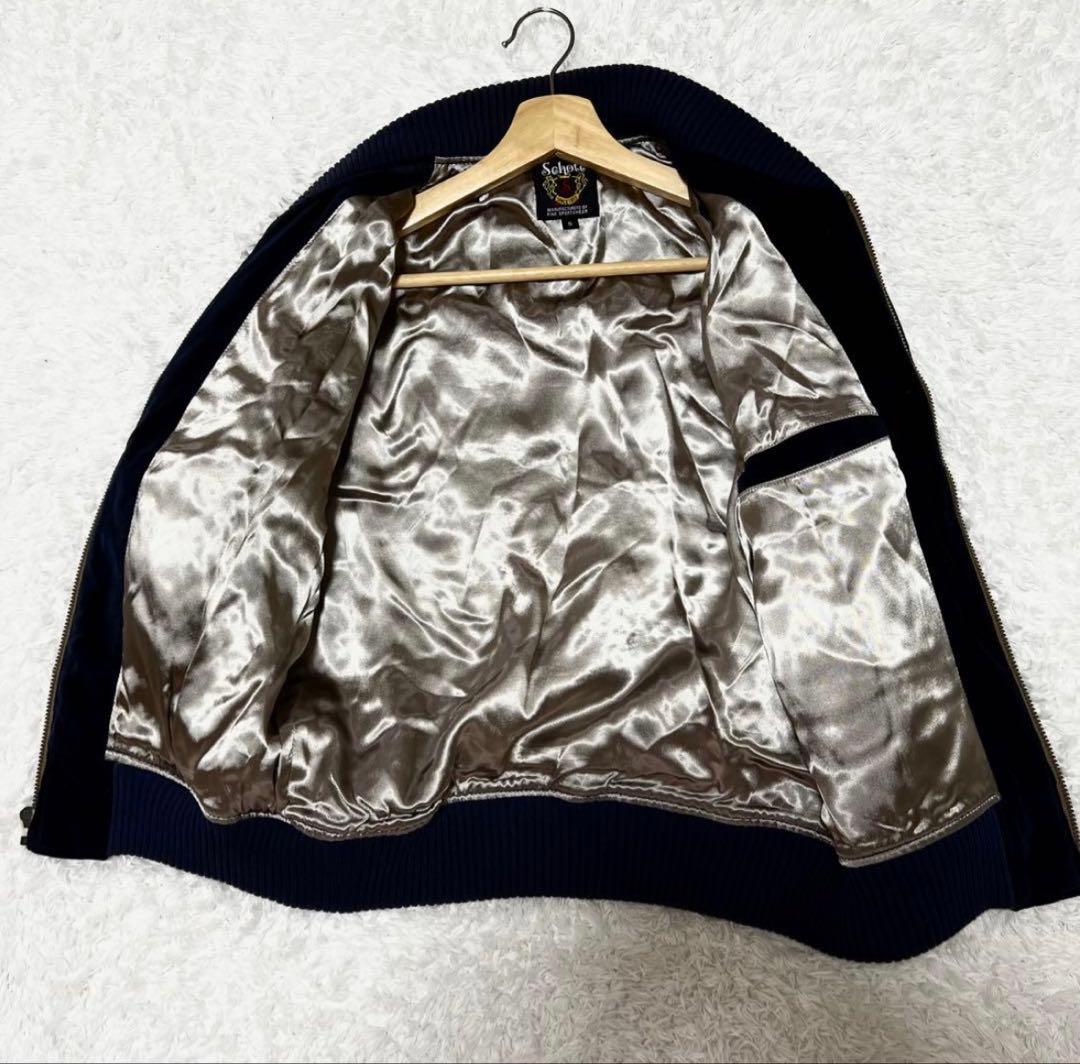 希少 美品 ショット スカジャン ベロア タカ 刺繍 ブルゾン ブラック