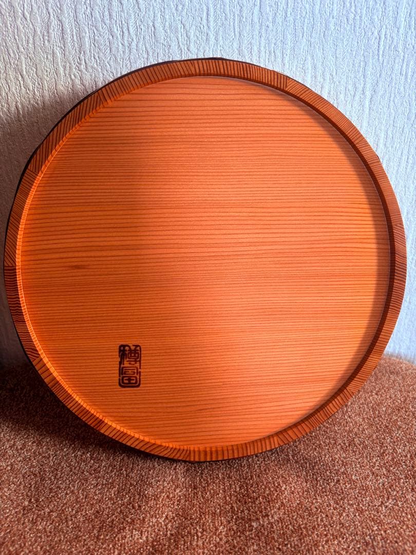 天然秋田杉！ 樽富かまた 桶樽 お盆 (菓子器) & 和柄箸袋セット