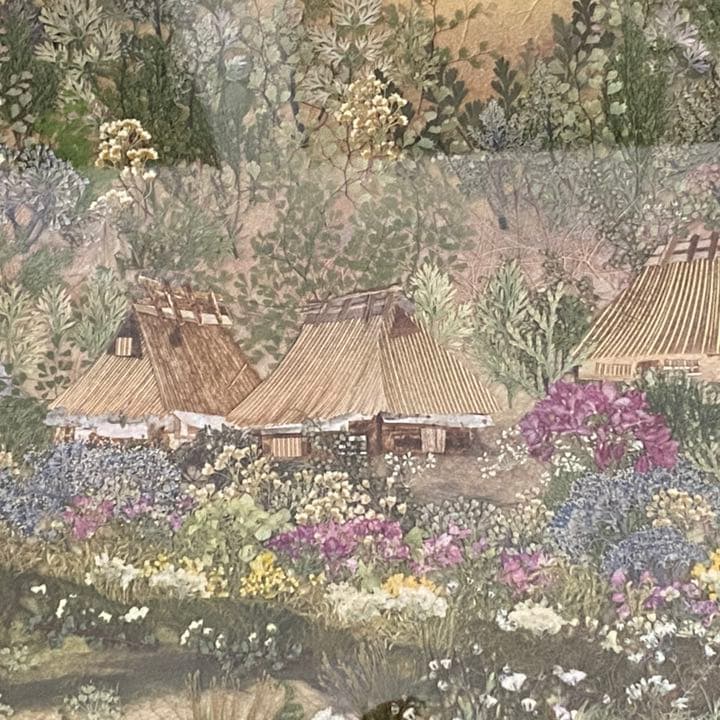 押し花絵『夕暮の集落』　希少品