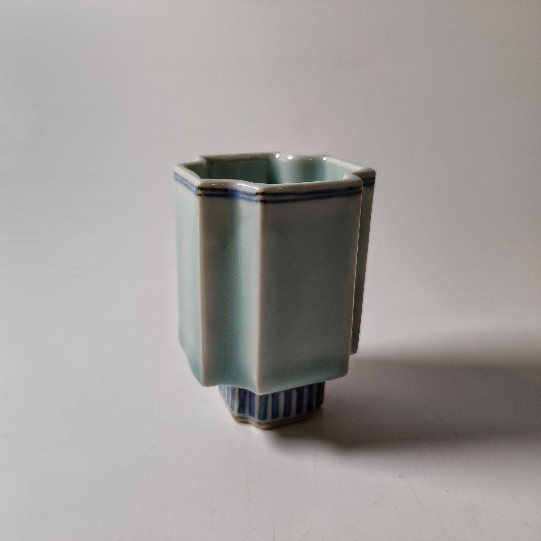 鍋島青磁　青磁染付櫛文字向付　猪口　筒盃 （古九谷 藍柿右衛門 初期伊万里）