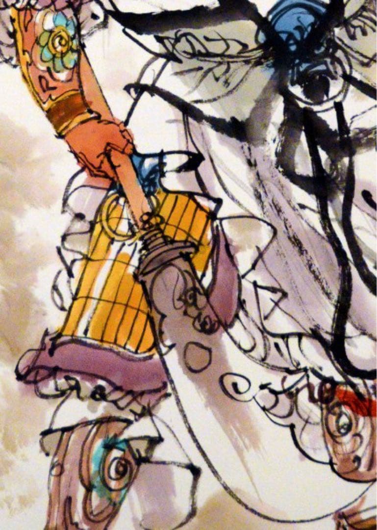 関羽立像　関公　関二爺　人物画　中国水墨画