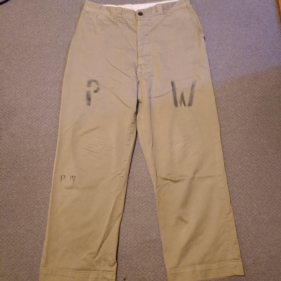 50s ヴィンテージ PW 45カーキ　チノパン　us army 40s 米軍
