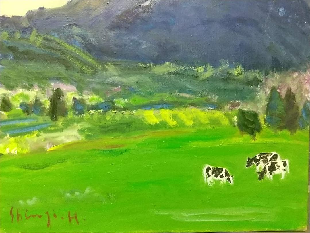 「富士と大沢崩れ」F8 油絵 絵画