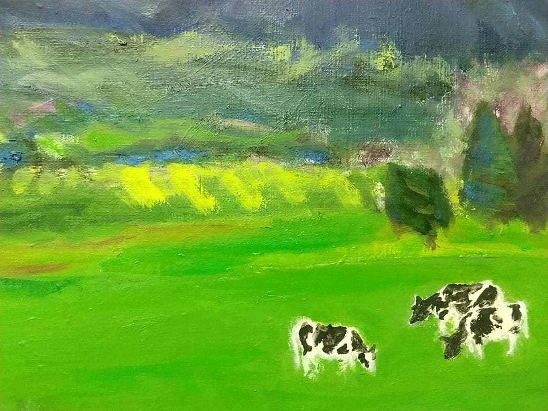 「富士と大沢崩れ」F8 油絵 絵画