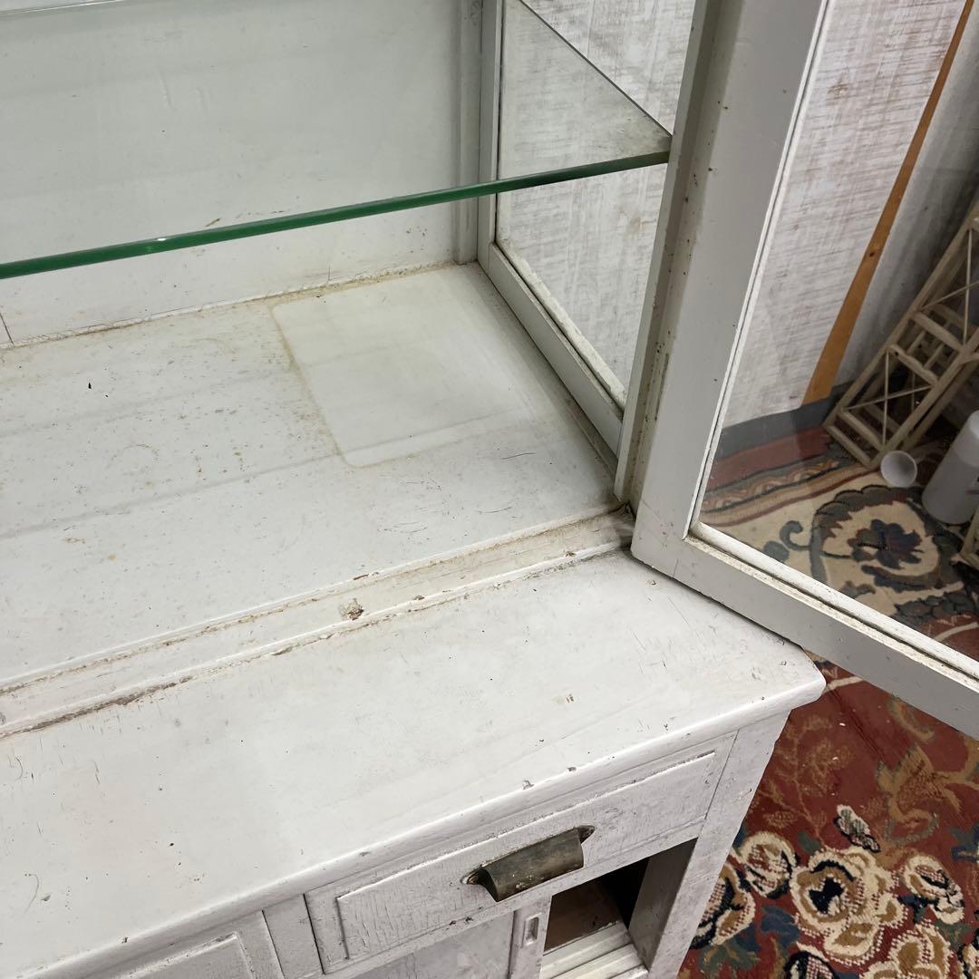 【アンティーク】ドクターキャビネット 医療棚 飾り棚 シャビー ガラス 古家具