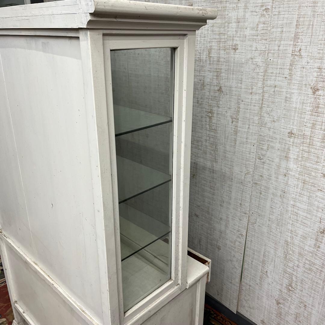 【アンティーク】ドクターキャビネット 医療棚 飾り棚 シャビー ガラス 古家具