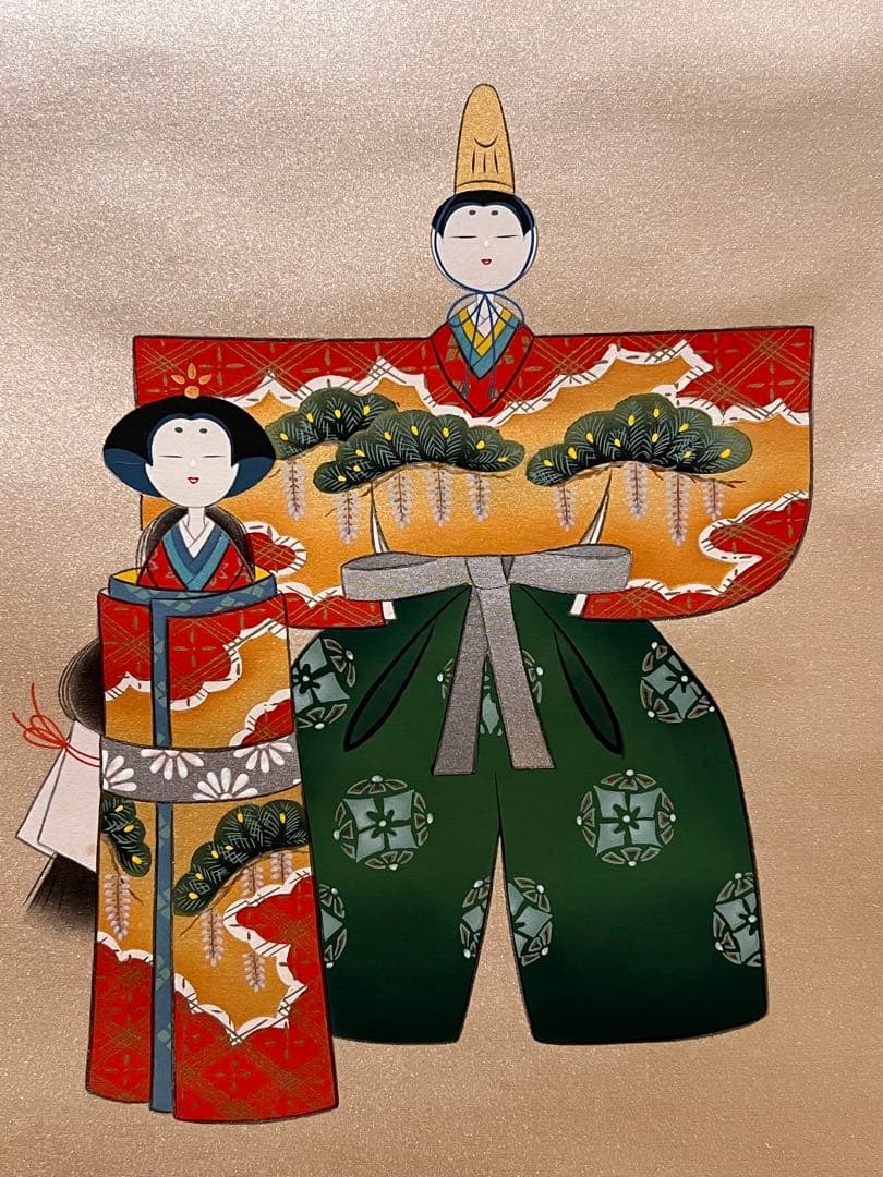 国井幸雪 直筆『立雛』 絹本 共箱 雛祭り ひな祭り 日本画 掛け軸 掛軸 茶掛