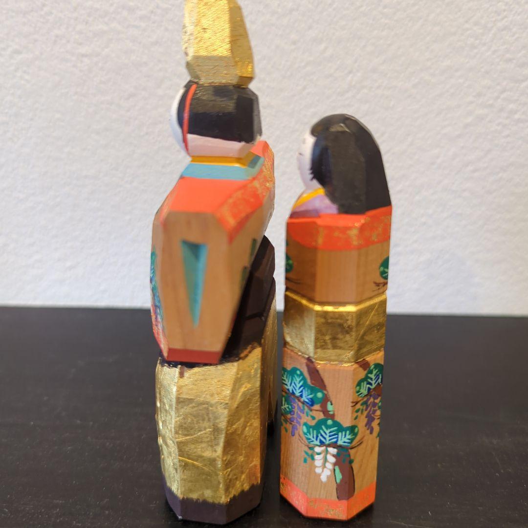 南都　松鳳作　一刀彫　雛　立雛