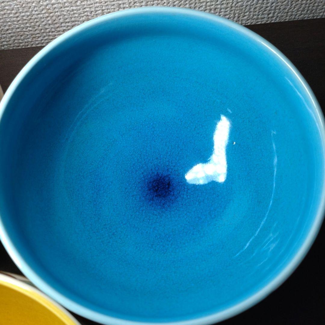 中村翠嵐 作 交趾 五色 天目茶碗 六客セット 共布 茶道具