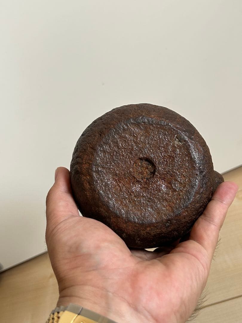 金寿堂造　麒麟文小豆鉄瓶　縦胴在銘煎茶道具容量500cc