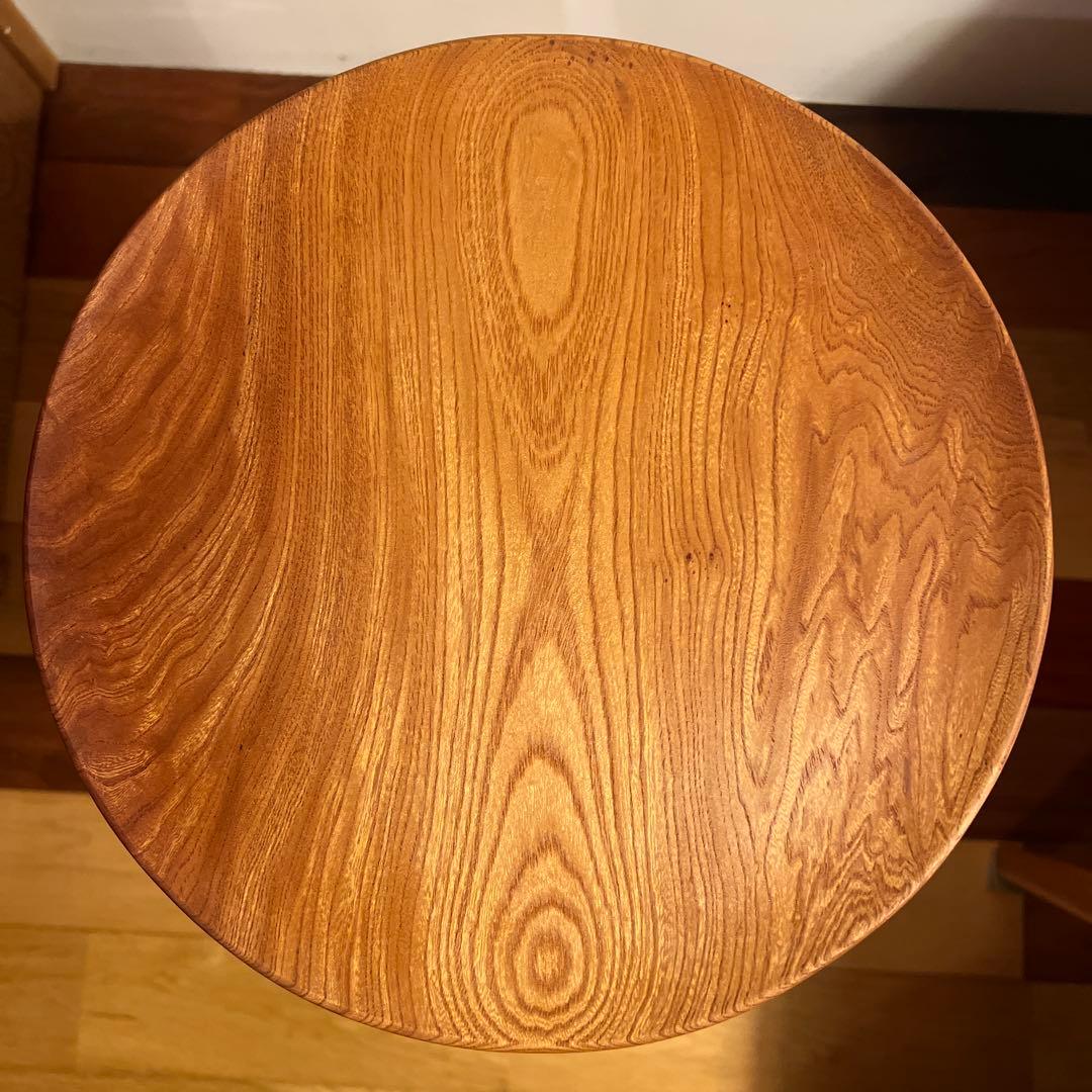 天然無垢材三本足丸スツール椅子花台チェア飾り台置台イス一枚板