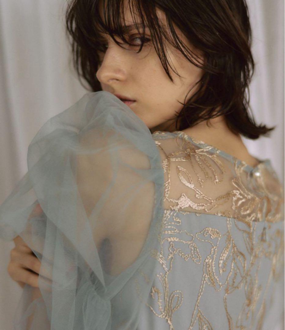 Dorry Doll フラッフィースリーブペンシルドレス　ブルー