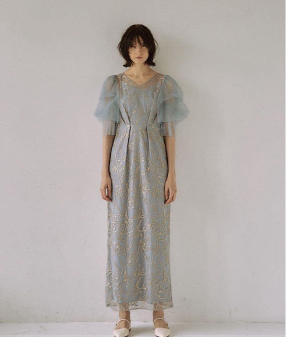 Dorry Doll フラッフィースリーブペンシルドレス　ブルー