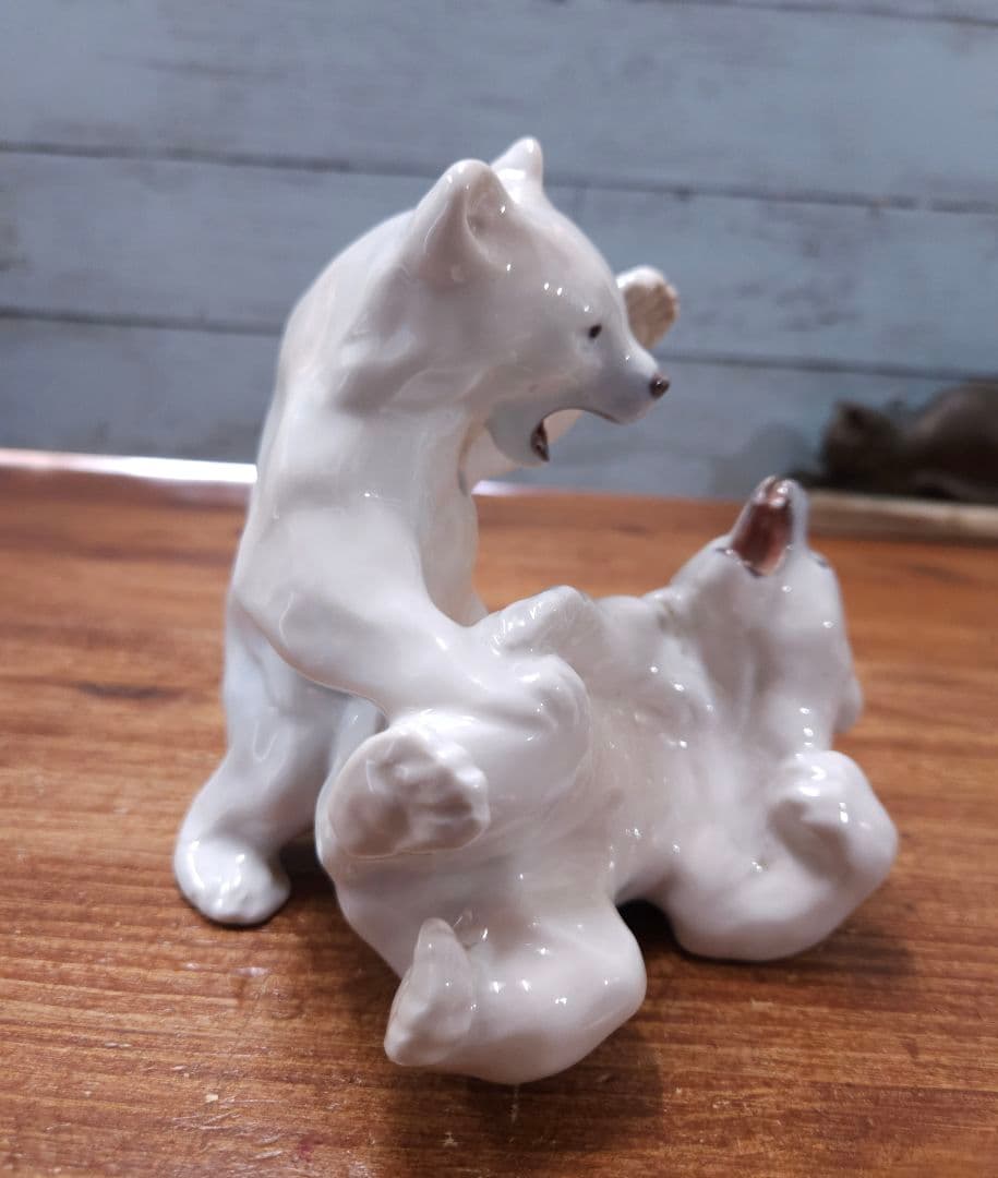 ロイヤルコペンハーゲン フィギュリン 白熊 インテリア オブジェ 磁器 2頭