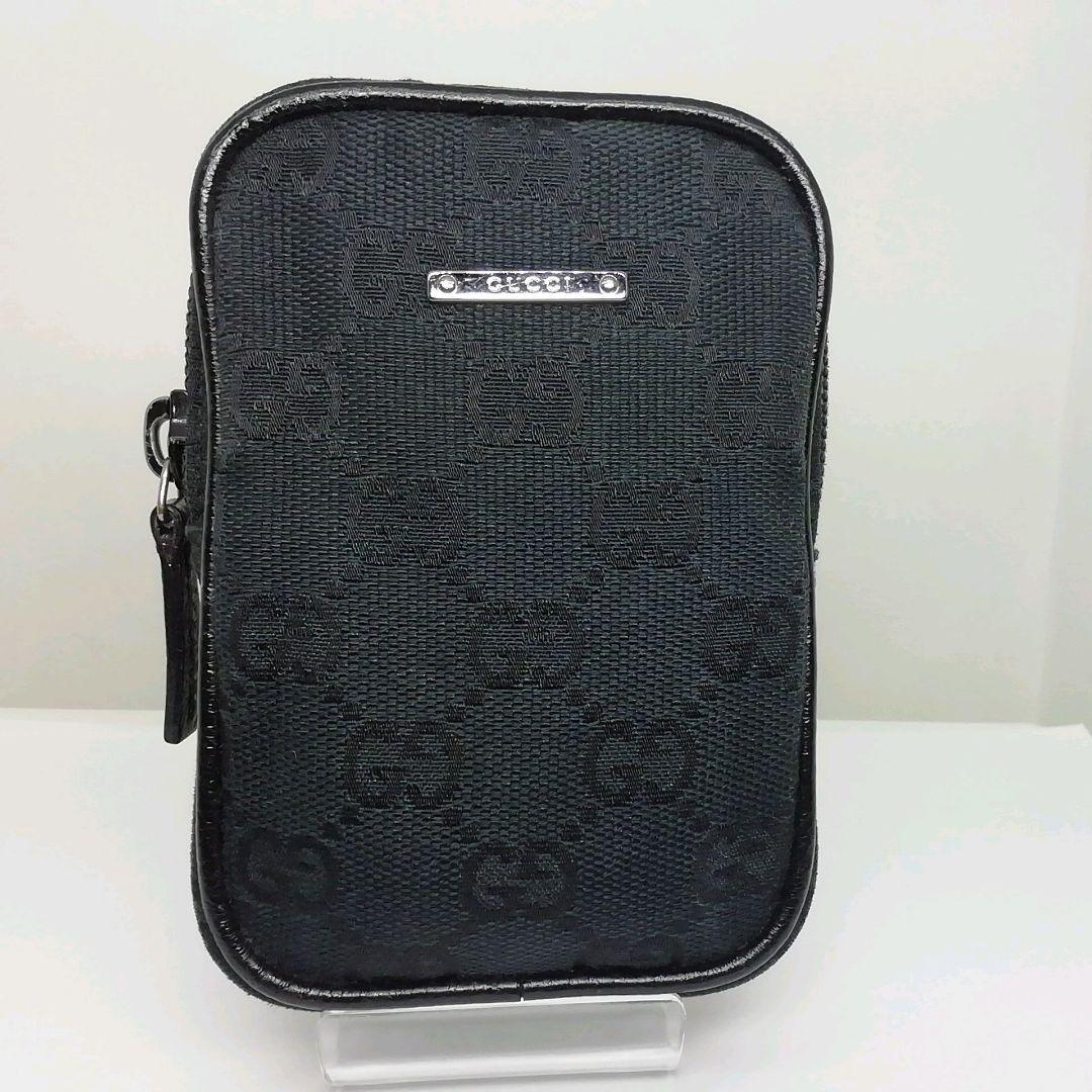 GUCCI　グッチ　キャンバス ブラック シガレットケースポーチ　タバコ入れ