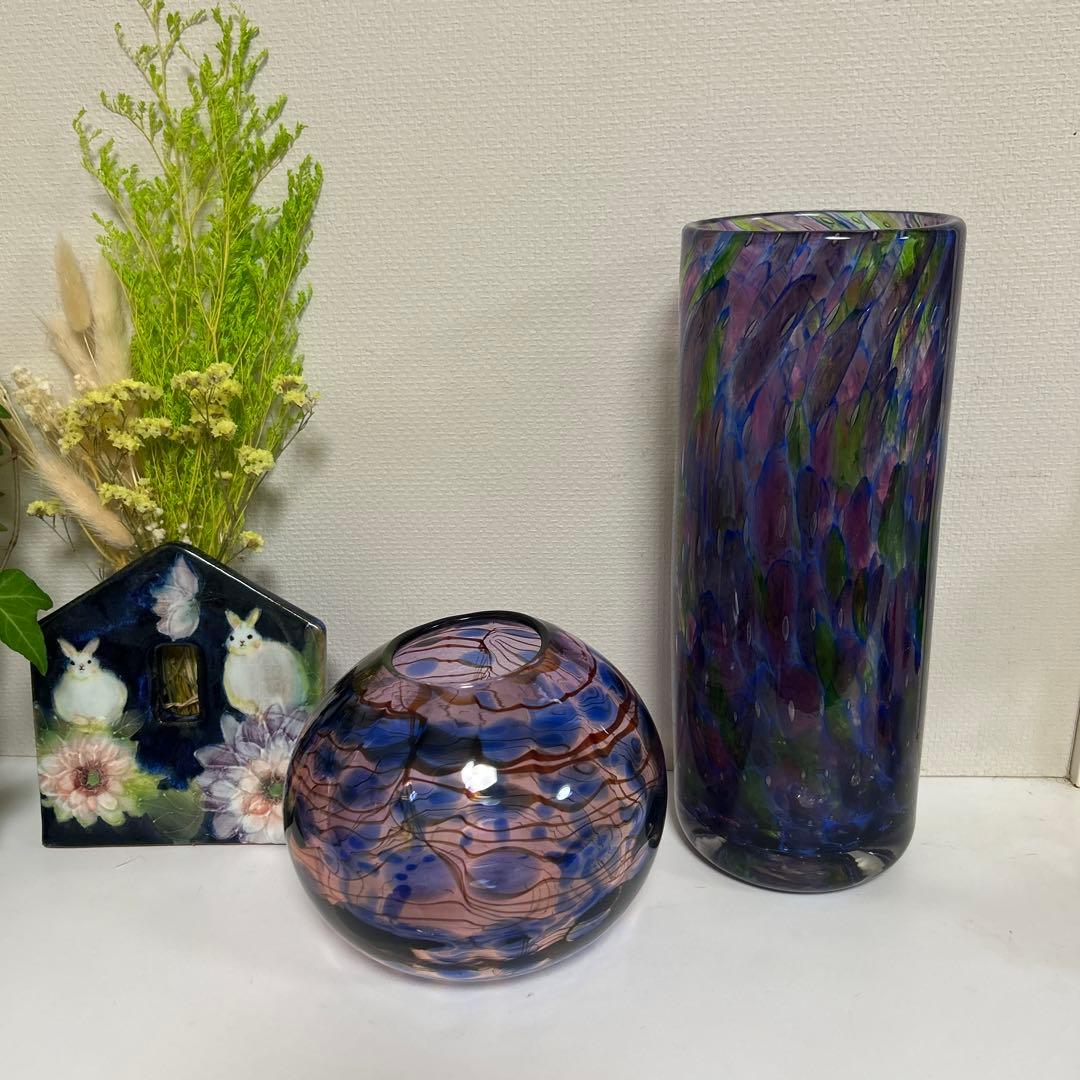 作家　ガラス作家　花瓶　吹きガラス　　フラワーベース