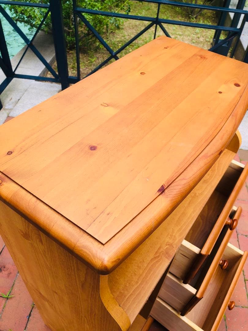 カントリー家具　木製キャビネット 3引き出し 1扉　電話台　花台　チェスト