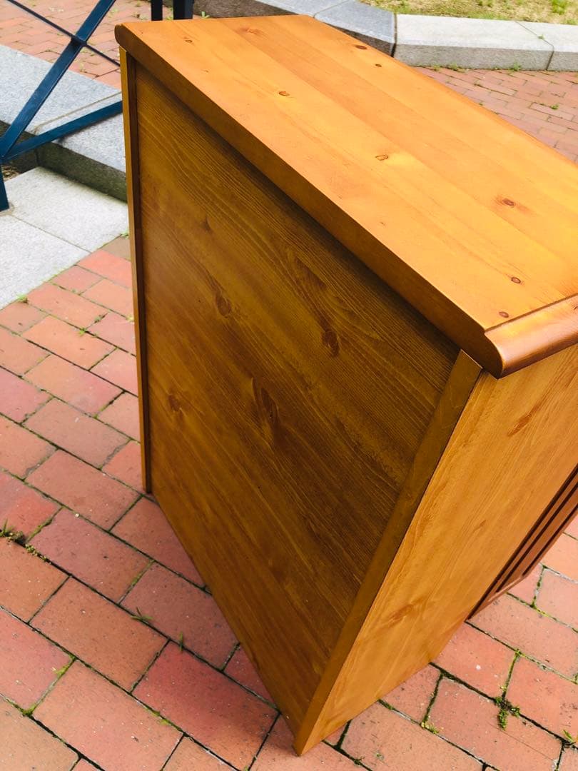 カントリー家具　木製キャビネット 3引き出し 1扉　電話台　花台　チェスト